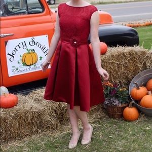 Dark Red, mid-length homecoming dress